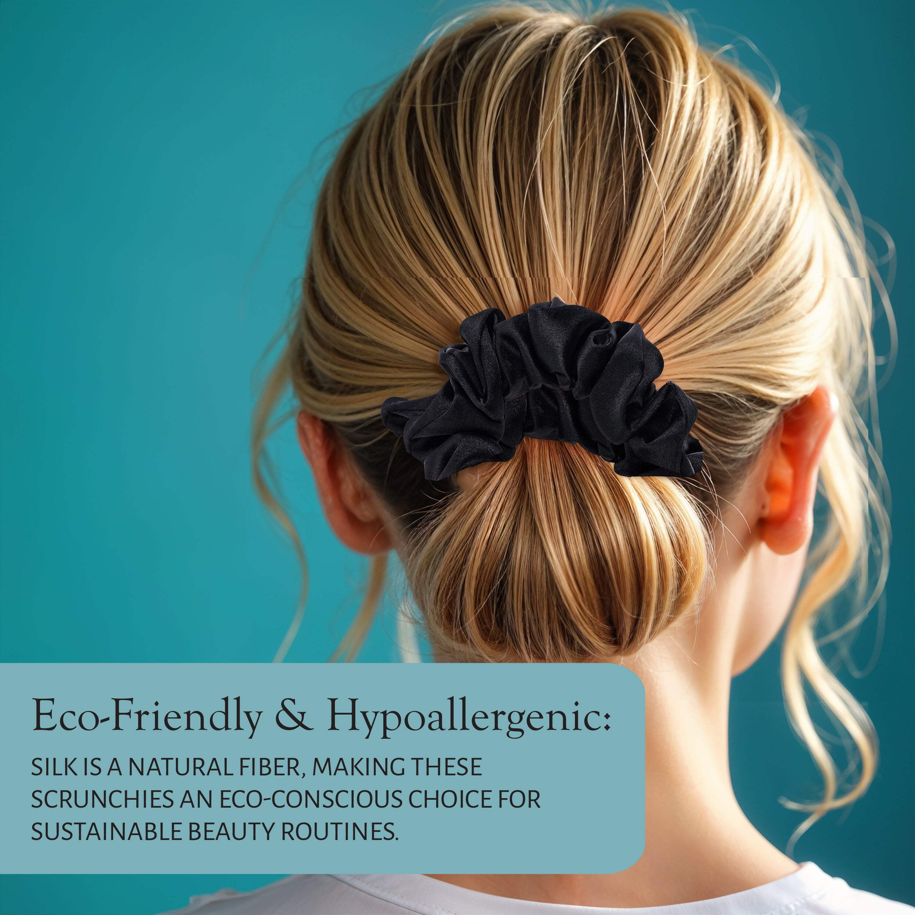 Market Fresh Beauty Silk Skinny Hair Scrunchies, 6 Pack - Silk Hair Ties for All Hair Types, Prevents Hair Breakage  Crease-Free Hold - Elegant Beige, Blush Pink, Black