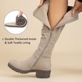 thumbnail image 4 of LOVE STEETLY Women's Knee High Slouchy Chunky Heel Boots, Side Zipper Round Toe Faux Leather Casual Comfort Versatile Boot, 4 of 7