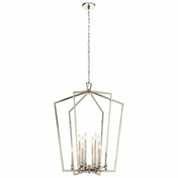 Coastal Modern Farmhouse Twelve Light Chandelier-Polished Nickel Finish Bailey Street Home 147-Bel-3087063