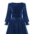 thumbnail image 6 of NIEWTR Girls Christmas Santa Dress Fancy Xmas Sequined Pompoms Tutu Mesh Skirt Long Sleeve Layered Tulle Dress 2-13Y Vintage Dresses Fall Winter 2024(Blue,12-13 Years), 6 of 6