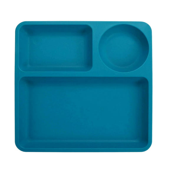 Your Zone Teal Divided  Plastic Square Tray Plate, Single Piece,