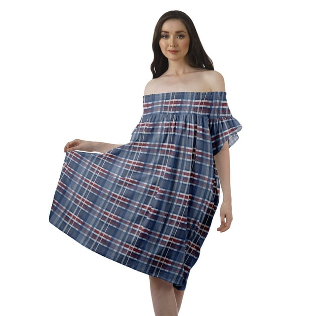 Moomaya Robe Décontractée en Poly-Crêpe Imprimée Robes de Cocktail pour Femmes Tunique Longueur Genou