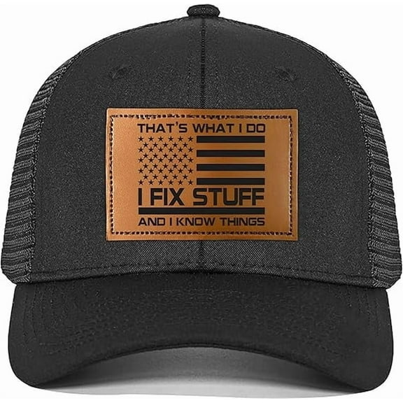 Gifts for Dad, Men,Him, Husband, Grandpa - Dad Gifts for Christmas Hat - Ideas Birthday 40th 50th 60th 70th 80th - I Fix Stuff Trucker Hat Black