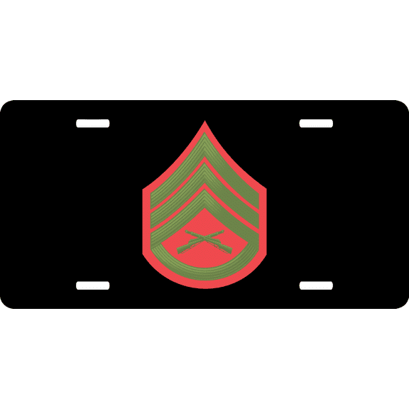 USMC E-6 Staff Sergeant Green Red Chevron License Plate