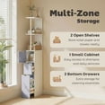 thumbnail image 4 of HOMCOM 54" Tall Bathroom Storage Cabinet, Freestanding Linen Tower with 2-Tier Shelf and Drawers, Narrow Side Floor Organizer, Grey and White, 4 of 9