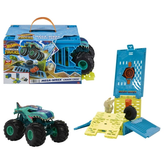 Hot Wheels Monster Trucks 1:24 Mega-Wrex Oversized Crash Cage, 6 in