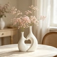 thumbnail image 5 of TTJ Heart-Shaped Ceramic Vase Modern Decorative Tabletop Planter Romantic Centerpiece With Gloss Finish Unique Heart Design For Living Room Bedroom Wedding Anniversary Gift Decor, 5 of 6
