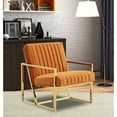 thumbnail image 2 of LeisureMod Montgomery Velvet Pinstripe Accent Chair Armchair In Orange Marmalade, 2 of 7