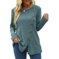 thumbnail image 3 of Fantaslook Blouses for Women Long Sleeve Crew Neck Tunic Tops Buttons Side Fall Shirts, 3 of 9