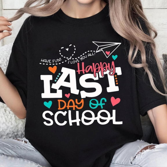 100% Cotton Unisex Happy Last Day of School Shirt Women Teachers Students End of Year Graduation Summer Vacation T-Shirt