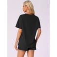 thumbnail image 3 of DARING DIVA Pajama Short Sleeve Lounge Set Elastic Shorts Sleepwear L Black, 3 of 6