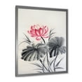 thumbnail image 2 of Designart 'Two Monochrome Leaves With Lotus Flower' Traditional Framed Art Print, 2 of 4