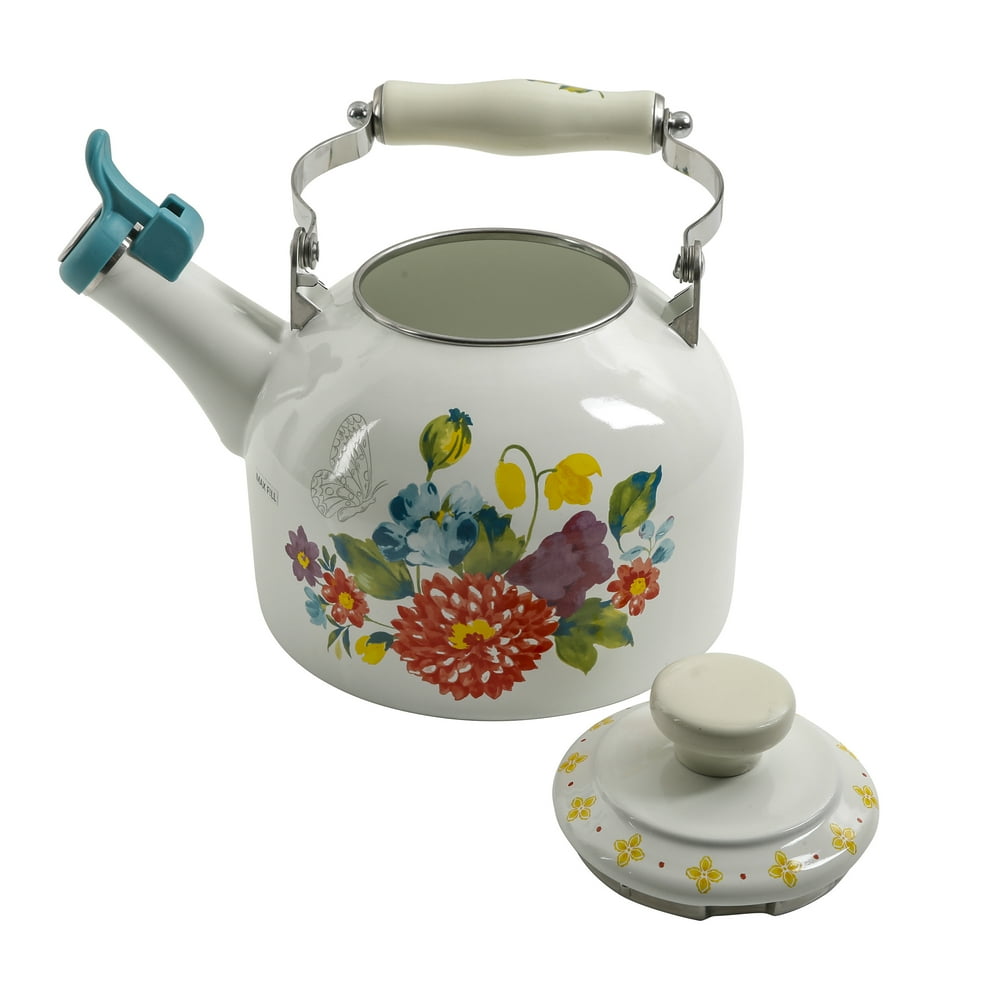 The Pioneer Woman Blooming Bouquet Enamel on Steel 2Quart Tea Kettle