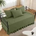 thumbnail image 3 of Daybed Cover Sets- Diamond Stitching Daybed Bedding Set, All Season Cozy Bedding with Bedskirt with Shams, Microfiber Filling, 5 Pieces, Olive-Green, 3 of 15