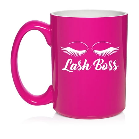 

Lash Boss Makeup Lash Extension Artist Ceramic Coffee Mug Tea Cup Gift (15oz Hot Pink)