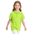 thumbnail image 7 of Girls Short Sleeve Pique Polo Shirt Preschool Shirt Matching Ribbed Collar Banded Sleeves Three-button Placket Uniform Fluorescent Green 120, 7 of 7