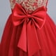 thumbnail image 5 of Vestidoo Formal Vestido de cintura alta con cuello redondo y elegante vestido de princesa con vuelo para niñas Ygjytge Rojo 5 -6 años para Niña, 5 of 9