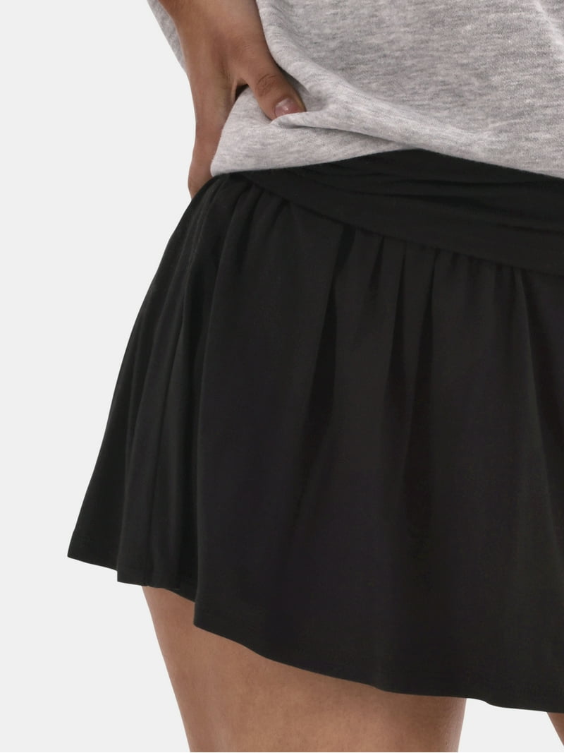 No Boundaries Foldover Knit Mini Skirt for Women with Built