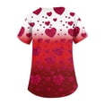 thumbnail image 5 of Valentine's Day Scrubs Top for Women Short Sleeve V Neck Heart Print Shirts Nursing Working Uniform Valentine's Day Soft Stretchy Holiday Scrub T Shirts, 5 of 5
