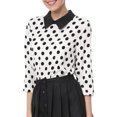 thumbnail image 1 of INSPIRE CHIC Chemisier pour Femme à Col Peter Pan Contrastant Manches 3/4 Blouse Chemises TG Blanc, 1 of 8