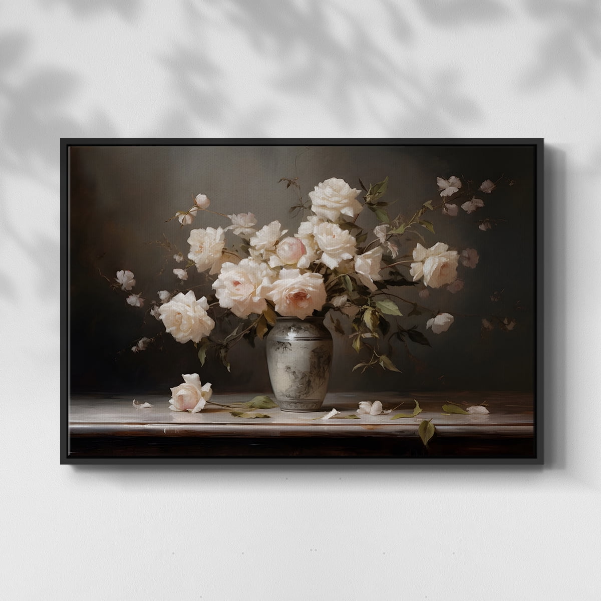 Vintage Botanical Print-LXII By Wexford Home Framed in Black Wood Gallery Wrapped Canvas 17 in. x 25 in.