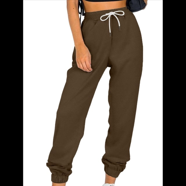 Pantalones Deportivos Holgados para Mujer, de Otoño, para Entrenamiento, de Cintura Alta, Cómodos y Deportivos. Marrón Oscuro S