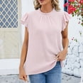 thumbnail image 4 of Fiudx Camisetas para Mujer Blusa Informal de Moda para Mujer, Top Liso de Manga Corta con Cuello Redondo y Pliegues, 4 of 6