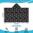 thumbnail image 2 of Black Gothic Skull Cat Pattern Hooded Bath Towel，50"x30" for Ages 3 To 12 Kids, Quick Dry Lightweight Soft Microfiber Hood Beach Towel Cover Up for Kids, 2 of 7
