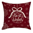 thumbnail image 2 of xihome Funda de cojn navideña de lino de 45x45 cm con estampado de copos de nieve y adornos. Ideal para sof, sala de estar o cama. Diseño festivo en rojo y blanco., 2 of 6