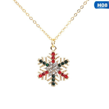 Christmas Tree Jewellery AkoaDa Christmas Jewelry Gift Tree Santa Claus Elk Snowman Bell Necklace Pendant ()