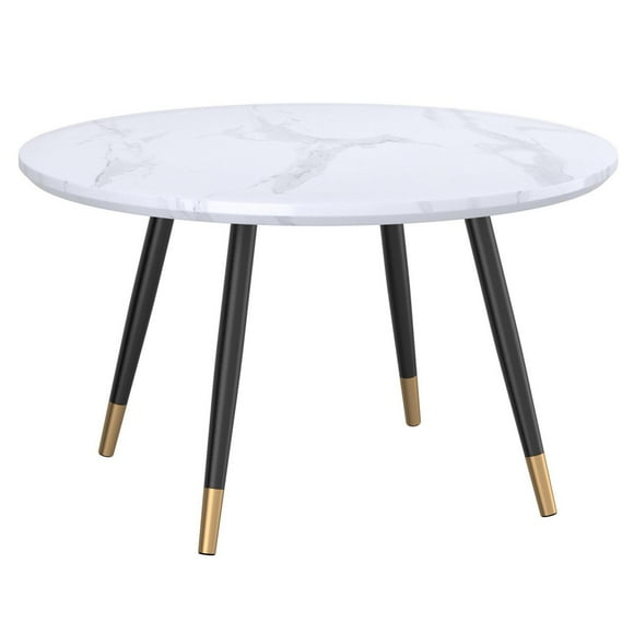 Contemporary Faux Marble Finish Round Coffee Table