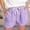 Purple, variant on Delayuji Women's Short Cotton Linen Hollow Solid Color Tie Up Casual Elastic Short with Pockets Summer
