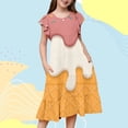 thumbnail image 1 of Robes pour Filles Adolescentes Manches Volantes Imprimés Robe de Fête pour Enfants Événements de Danse, 1 of 3