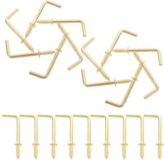 HEMOTON MLINS 100pcs L shaped Screw Hooks for Kitchen Bathroom Bedroom Versatile Right Angle Iron Self tapping Fasteners