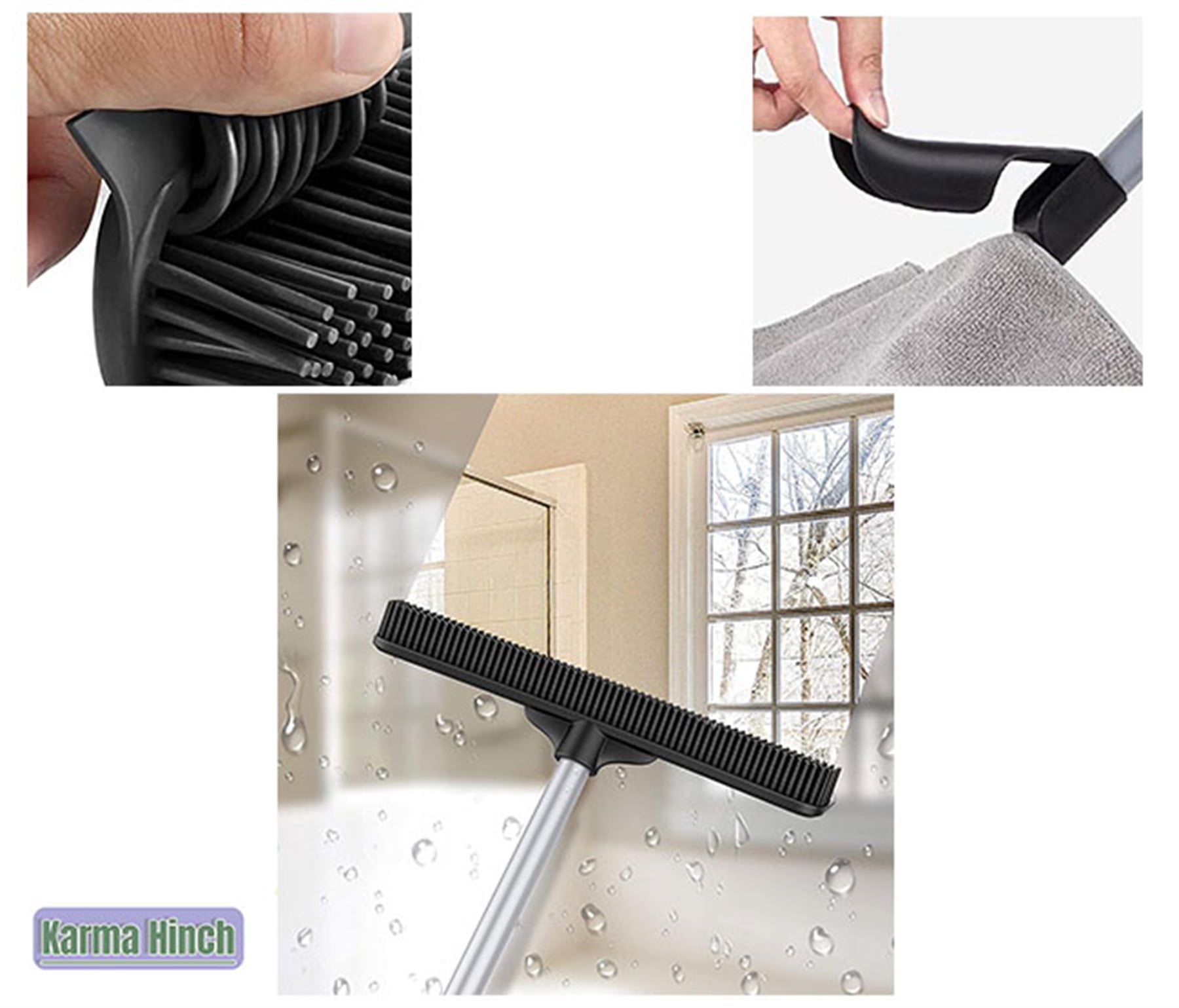 Pet Hair Removal Rubber Broom With Built In Squeegee 1 Floor - Temu