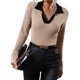 thumbnail image 1 of Suéter de punto informal con cuello en V y mangas acampanadas para mujer (XL), 1 of 5