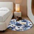 thumbnail image 3 of Blue Flower Round Area Rug 4 FT, Non Slip Indoor Outdoor Rug, Vintage Ink Rose Floral Spring Botanical Washable Soft Circular Carpet Non-Shedding Floor Mat for Coffee Table Nursery Foyer Balcony, 3 of 8