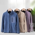 thumbnail image 3 of LYMAYTER Kids Unisex Fleece Jacket Boys Girls Solid Color Warm Outerwear Toddler Fall Winter Cardigan Coat for 5-15 Years, 3 of 8