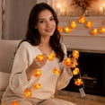 thumbnail image 5 of Halloween String Lights 118 Inch Orange Marigold Flower String Lights Battery Operated Fairy Lights for Halloween Party Decorations Fall Home Holiday Decor 1 Pack, 5 of 6