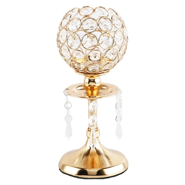 Candelabro de cristal, candelabro votivo, candelabro de pilar, soporte para velas Dorado S