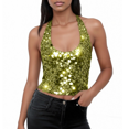 thumbnail image 2 of Tank Tops for Women Deep V Neck Sequin Tie Back Slim Fit Cropped Tops, 2 of 6