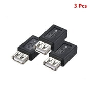 3 Pcs of USB Type A Female to 5 Pin Micro USB Type B Female Cable Converter Adapter