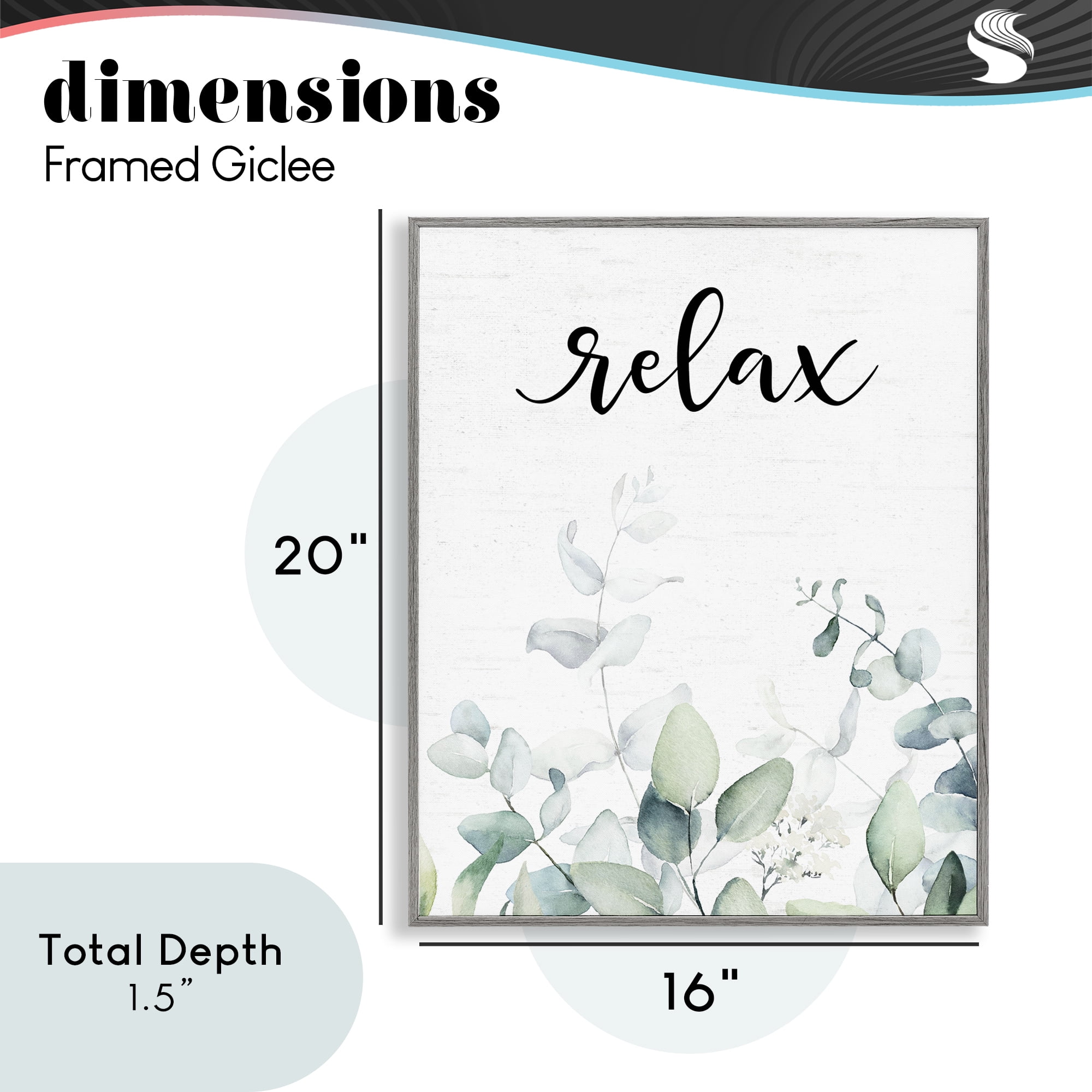 Relax Leafy Herbs Gray Framed Giclee Art, design by Lettered and Lined