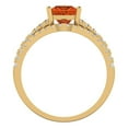thumbnail image 4 of 3.36 ct Brilliant Princess Cut Red Zircon 14k Yellow Gold Solitaire with Accents Engagement Bridal Wedding Ring Band Set size 4.75, 4 of 7