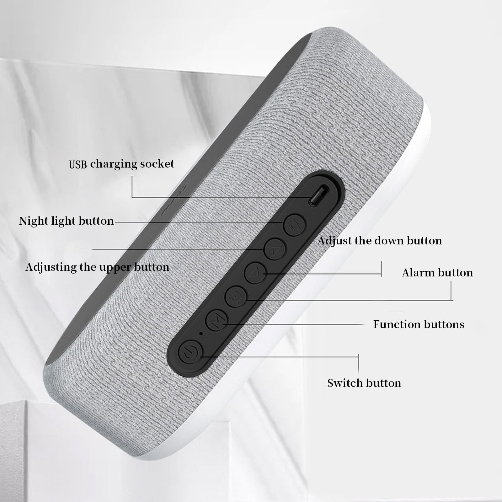 HOZVOMI 15W Wireless Charging Bluetooth Speaker with Digital Alarm Clock, Temperature Display, and Night Light