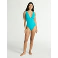 thumbnail image 3 of Time and Tru Women’s and Women’s Plus Ribbed Plunge One Piece Swimsuit, Sizes XS-2X, 3 of 6