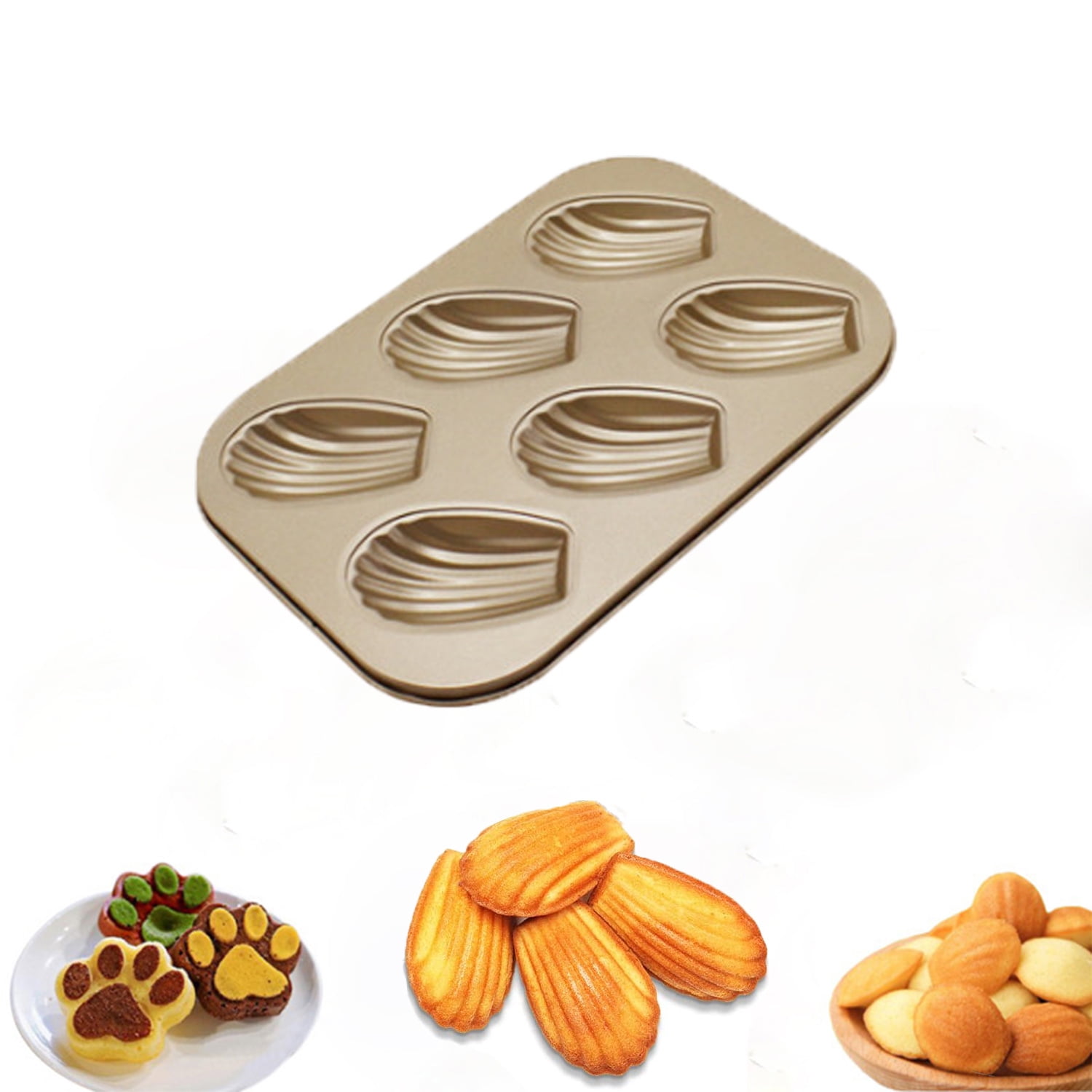 PloutoRich 1 Pack 6 Cup Shell Shape Baking Pan, NonStick Kitchen Oven