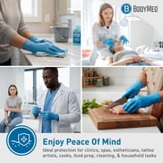 BodyMed Nitrile Gloves for Exam and Home Use, Medium, 100 Count - Latex & Powder Free Disposable Gloves for Medical