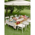 thumbnail image 3 of Outdoor Tablecloth with Umbrella Hole and Zipper, Christmas Snowman Rectangle Table Cloth 60x84 Inch Waterproof Tablecloth, Winter Coastal Beach Palm Tree on Linen Picnic Table Cover for Patio, 3 of 7