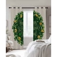 thumbnail image 2 of St Patricks Day Blackout Curtains 45 Inches Long, Kitchen Black Out Window Treatments, Spring Gold Coin Green Shamrock on Linen Thermal Insulated Lined Drapes for Small Window with Grommet 42"x45", 2 of 8